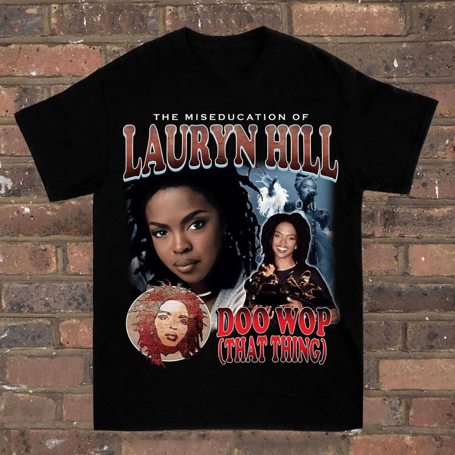 Camiseta Lauryn Hill para hombres Vintage Adulto LT018 - Negro - Ver 1