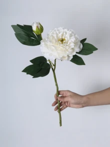 1pc Artificial Peony Flower With Buds And Green Leaves, Realistic Faux Peony, Artificial Flower, Fake Flower, Suitable For Home Decor, Room Decor, Bedroom Decor, Wedding Decor, Tabletop Decor, Indoor And Outdoor Decor, Autumn Decor, Halloween Decor - Multicolor - View 10