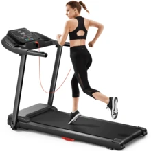 CURSOR FITNESS Portable Foldable Treadmill, Small Treadmills For Home Office With 265 LBS Capacity, Walking Treadmill With Handle Bar, Folding Running Walking Compact Treadmill With LED Display - US B Type Plug(110-127V) - View 2
