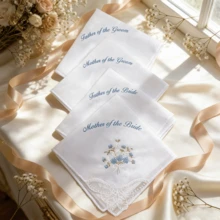 Customized Lace Linen Wedding Handkerchief, Suitable For Bride, Groom, Parents, Customizable Text Keepsake, Bridal Shower Gift, Anniversary Gift - Bouquets and Handkerchiefs - View 2