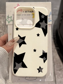 1件白色對比黑灰色星星圖案 TPU 防震全包覆手機殼，適用於 Apple 17 16 15 14 13 12 11 Pro Max Air 及系列 - 彩色 - 查看 4