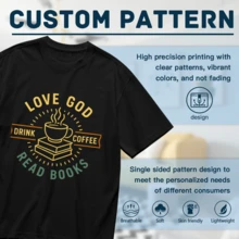 Love God Drink Coffee Read Books Lovers Vintage T-Shirt For Women Men Cotton Short Sleeve Crew Neck Graphic Top Tee - 黑色 - 查看 4