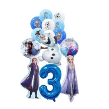 Juego de globos de aluminio con temática, que incluye globos con los personajes de Anna, Olaf y otros, así como globos de aluminio con forma de copos de nieve y estrellas, adecuados para fiestas de cumpleaños con temática de la Princesa Congelada y decoración de un mundo invernal - Como se muestra en la figura - Ver 10