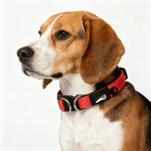 舒適加厚反光寵物項圈，雙D型環狗項圈，適合小型犬與中型犬。舒適氯丁橡膠內裡，柔軟觸感舒適，不磨損毛髮；聚酯纖維織帶堅固耐用，夜間出行反光；雙D型環分散拉力，可承受較大拉力而不斷裂 - 紅色 - 查看 8