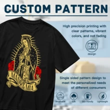 Our Lady Virgen De Guadalupe Virgin Mary Gracias (2) T-Shirt For Women Men Cotton Short Sleeve Crew Neck Graphic Top Tee - 黑色 - 查看 4