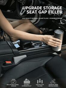 Car Seat Gap Filler Storage Box, Multi-Function Car Seat Gap Storage Box With Cup Holder, Universal Vehicle Side Console Organizer Bag, Can Hold Phone, Keys, Cards, Drinks - A - View 3