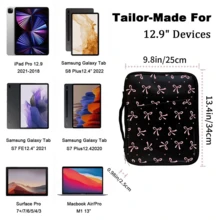 Bow Tablet Sleeve Carrying Case With Handle, Padded Protective Travel Bag For IPad , Kindle , Compatible With Samsung Galaxy And Android Tablets. - Black - View 5