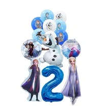 Juego de globos de aluminio con temática, que incluye globos con los personajes de Anna, Olaf y otros, así como globos de aluminio con forma de copos de nieve y estrellas, adecuados para fiestas de cumpleaños con temática de la Princesa Congelada y decoración de un mundo invernal - Como se muestra en la figura - Ver 22
