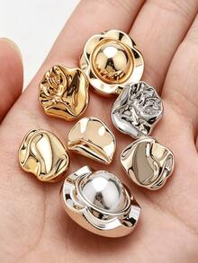 Asymmetrical Pleated Metal Coat Buttons, High Gloss Asymmetrical Embossed Mirror Gold Decorative Buttons For Trench Coats And Jackets - Irregular Metal Buckle - View 4