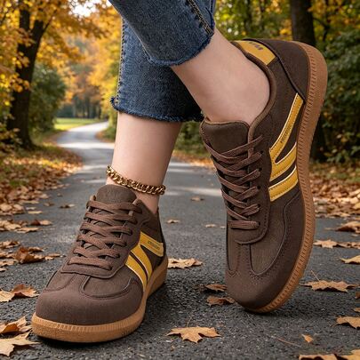 Zapatos de tenis para mujer con suela antideslizante de ante suave, adecuados para compras diarias, vida universitaria y escenas callejeras, zapatos casuales preppy para mujer