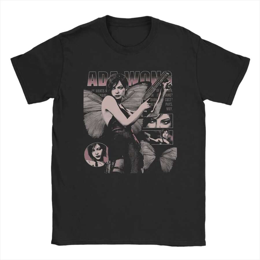Camiseta casual de juego para hombre, cuello redondo, camiseta de algodón de manga corta, idea de regalo de ropa - Negro - Ver 1