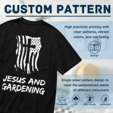 Jesus And Gardening Christian Gardening Fan T-Shirt For Women Men Cotton Short Sleeve Crew Neck Graphic Top Tee - 黑色 - 查看 4