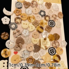 10/22/35/48/56/66/78/89/92/100Pcs New Coffee/Chocolate Color*Girl Style Buttons/Planner Decoration DIY Clothing Buttons Mixed*Handmade Knitting Accessories Random Style - Multicolor - View 9