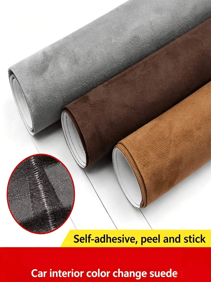 1 Roll Self-Adhesive Faux Suede Fabric, Multi-Purpose, Cut To Size, Suitable For Car Interior Modification Including Sunroof Cover, Center Console And Other Interior Kits, Sofa Seats, Trunk And Jewelry Box - A - View 1