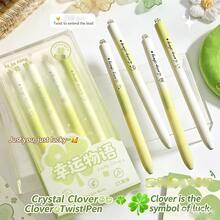Soft Grip Gradient Colorful Rotating Core Neutral Pen, Lucky Clover / Heart / Nebula Sweet Dream 3 Cute Designs, CS Double Ball Tip, Quick-Dry Ink, Large Capacity Refill, Student Exam Office Daily Writing Gift Stationery, 4-Piece Set - Sets - View 4