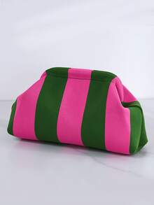 Bolso de Mano Retro Vintage a Rayas Estilo Clásico para Vacaciones - Turquesa - Ver 2
