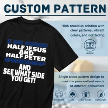 I Am Mixed Half Jesus And Half Peter Fun T-Shirt For Women Men Cotton Short Sleeve Crew Neck Graphic Top Tee - Hitam - View 4