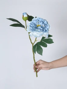 1pc Artificial Peony Flower With Buds And Green Leaves, Realistic Faux Peony, Artificial Flower, Fake Flower, Suitable For Home Decor, Room Decor, Bedroom Decor, Wedding Decor, Tabletop Decor, Indoor And Outdoor Decor, Autumn Decor, Halloween Decor - Multicolor - View 13