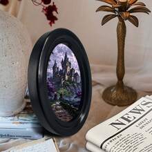 1pc Bohemian Style Vertical Decorative Photo Frame With Magic Fairy Tale Castle Print - Oval Black Photo Frame, Suitable For Room Decor, Wall Art, Medieval Castle Image Display, Vertical Hanging Photo Frame For Decoration - 238 - View 8