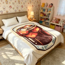 1pc Cartoon Cola Shaped Flannel Blanket, Novel Flannel Blanket, Soft And Comfortable, Suitable For All Seasons, Nap, Office, School, Home, Picnic, Travel, Gift - Burgundy - View 3
