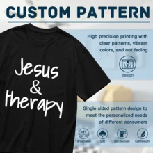 Jesus And Therapy Christian Humor For Christian T-Shirt For Women Men Cotton Short Sleeve Crew Neck Graphic Top Tee - 黑色 - 查看 4