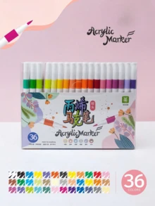 12/24/36/60/72pcs Large Capacity Soft Tip Acrylic Paint Marker Set, Water-Based Quick Dry Smooth Coloring Drawing Pens For Beginners, Multi-Surface Graffiti DIY Rock Wood Canvas Ceramic, Back To School School Art Supplies - Sets - View 6