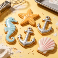 4pcs Fruit & Ocean Cookie Cutter Set, Press-Type Cookie Stamp Mold, Shapes Include Peach, Strawberry, Cherry, Pineapple, Seahorse, Starfish, Shell, Suitable For Home Kitchen DIY Cookies, Pastries, Halloween, Christmas, Birthday Party And More - View 8
