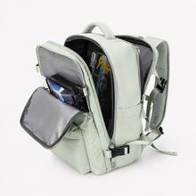 Large‑Capacity 43*30*20cm Waterproof Backpack With Shoe Pocket, Dry‑Wet Separation, Laptop Sleeve And USB Port. Available In Five Tones. Sleek‑Styled - Green - View 2