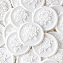 20pcs/Pack 3D Rose Pattern Wax Seal Stickers, Self-Adhesive Gift Wedding Invitation Envelope Seal Stickers, Pearl White - 3D Rose - Pearl White - View 1