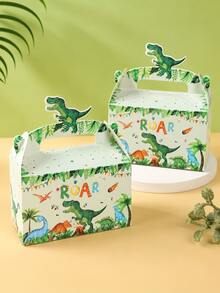 2/12/24pcs Dinosaur Party Favor Boxes With Handles, Roaring Birthday Snack Boxes, Cartoon Jungle Candy Gift Boxes, Suitable For Boys Children Birthday Party, Safari Party Supplies - Cute Dinosaur Gift Box - View 8
