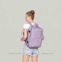 Large‑Capacity 43*30*20cm Waterproof Backpack With Shoe Pocket, Dry‑Wet Separation, Laptop Sleeve And USB Port. Available In Five Tones. Sleek‑Styled - Purple - View 7