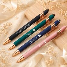 Custom Text & Logo Office Pen, Personalized Engraved Rose Gold Ballpoint Pen, Soft Touch Rubber Grip, Exquisite Christmas & Graduation Gift, Touchscreen Stylus, Back To School & Company Colleague Gift - Engraving Pen - View 5