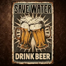 Water-Saving Beer Drinking Vintage Acrylic Wall Sign - Rustic Blue & White Nostalgic Art With Foam Beer Illustration, Durable Craft Decoration Suitable For Man Cave Or Garage - Perfect Gift And Distressed Design - 1PC - View 7