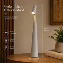 1 pieza Lámpara de escritorio LED portátil de ABS, con cable USB, diseño minimalista y delgado, atenuación táctil, carga USB, adecuada para dormitorio y oficina - luz roja blanca - Ver 25