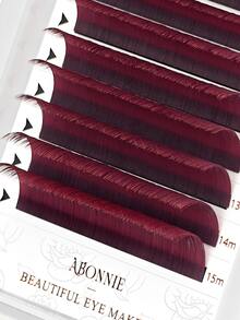 LAKANAKU Burgundy Classic False Eyelashes Wine Red Eyelash Extensions Premium Cashmere Mink Fur Individual False Eyelashes - View 4