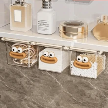 1pc Adjustable Cabinet Drawer Organizer, With Adhesive Back, Hidden Pull-Out Design, Suitable For Mirror Cabinet Drawers, Multi-Compartment Plastic Storage Rack, Smooth Slide System, Suitable For Bathroom, Kitchen And Closet - View 3