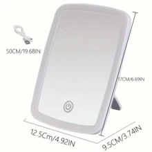 SOKANY USB Rechargeable Smart LED Makeup Mirror, 3 Color Temperature Lighting (White, Natural, Warm), Adjustable Brightness, Touch Control, Modern Makeup Mirror, Suitable For Beauty Enthusiasts, Plastic Frame - White - View 12