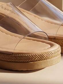 GirlsClear PVC Platform Slide Sandals [Transparent Wide Strap Wedge Chunky Sole Non-Slip Breathable]Kids Summer Beach Pool House Outdoor Slippers - Clear - View 7