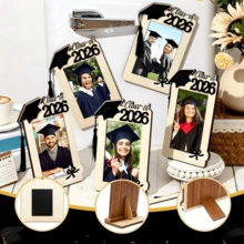 2026 Graduation Photo Frame Wooden Picture Frame With Graduation Cap Tassel Desktop Standing Fridge Magnet Keepsake Graduation Party Decoration Graduate Gift Suitable For University High School Senior Students Congratulations Souvenir Party Favor Table Centerpiece - Decorate - View 3