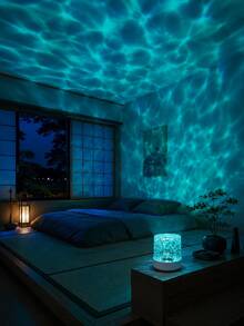 1pc [Water Ripple Projection Light] Square Transparent Textured Atmosphere Lamp, Colorful Ocean Wave Projection Effect | Suitable For Bedroom, Living Room, Birthday Party, Room Decoration | USB Powered - Cylindrical - View 10