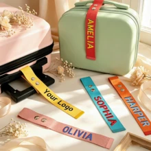 Customized Personalized Heart-Shaped Luggage Tag - Leather Name Tag And Boarding Pass, Suitable For Suitcases, Patterns Include Airplane And Birds - Multicolor - View 5