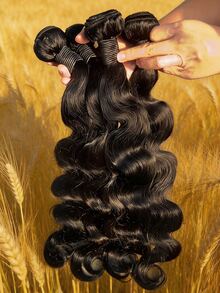 BINF 天然黑色大波浪處女髮束,未經加工,絲滑豐盈波浪髮接髮 - Natural Black - 查看 6