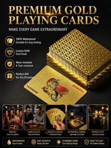 1 Deck Premium Playing Cards - Luxury Gold Playing Card Set, Waterproof, Durable, Perfect For Magic, Game Night, Collection And Gifts - Gold-plated Playing Cards - View 5