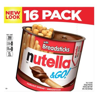 Nutella & GO! Hazelnut Cocoa Spread With Breadsticks Snack Packs, 1.8 Oz, 16 Count