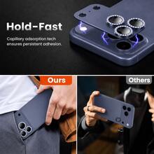 CASECOPS Blue Camera Screen Tempered Glass Protector, Compatible With IPhone 17 Pro Max/17 Pro, 9H Hardness, Matte Metallic Texture, Ultra-Thin Glass, With Diamond Decoration, Scratch-Resistant, Easy Installation, Anti-Glare, 3D Stereo, Full Screen Coverage Camera Protection, Suitable For Phone Cases - Blue - View 7