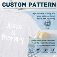 Jesus And Therapy Christian Humor For Christian T-Shirt For Women Men Cotton Short Sleeve Crew Neck Graphic Top Tee - 白色 - 查看 4