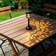 Lampe de table à projection de pivoine à énergie solaire, lumière solaire extérieure en métal étanche IP65 avec LED colorée, lumière décorative à ombre florale, convient pour patio, jardin, cour, table, cadeau de pendaison de crémaillère - 1PC - Voir 5