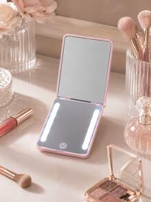 300mAh USB Rechargeable LED Makeup Mirror With Light, Portable Folding Travel Vanity Mirror, 3 Lighting Modes, Touch Dimmable Magnifying Makeup Mirror, Compact Pocket Mirror, Suitable For Travel, Office, Dorm, Bedroom, Holiday Gift - Multicolor - View 12