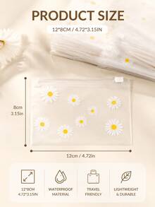 100pcs Creative Daisy Transparent Frosted Zipper Storage Bags, Portable Jewelry And Small Accessories Organizer, Waterproof Frosted Travel Storage Bag, Suitable For Earrings, Rings, Cosmetics, Home And Travel Use, New Year, Back To School Gift - Multicolor - View 4
