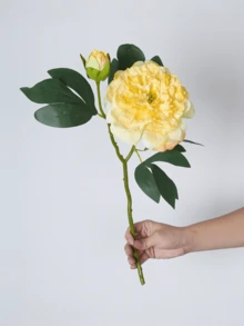 1pc Artificial Peony Flower With Buds And Green Leaves, Realistic Faux Peony, Artificial Flower, Fake Flower, Suitable For Home Decor, Room Decor, Bedroom Decor, Wedding Decor, Tabletop Decor, Indoor And Outdoor Decor, Autumn Decor, Halloween Decor - Multicolor - View 12